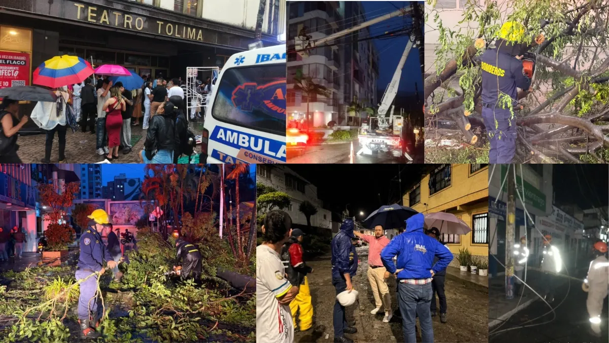 Videos | Emergencia en Ibagué por fuertes lluvias: inundaciones, árboles caídos, colapso del alcantarillado y afectaciones en el Teatro Tolima
